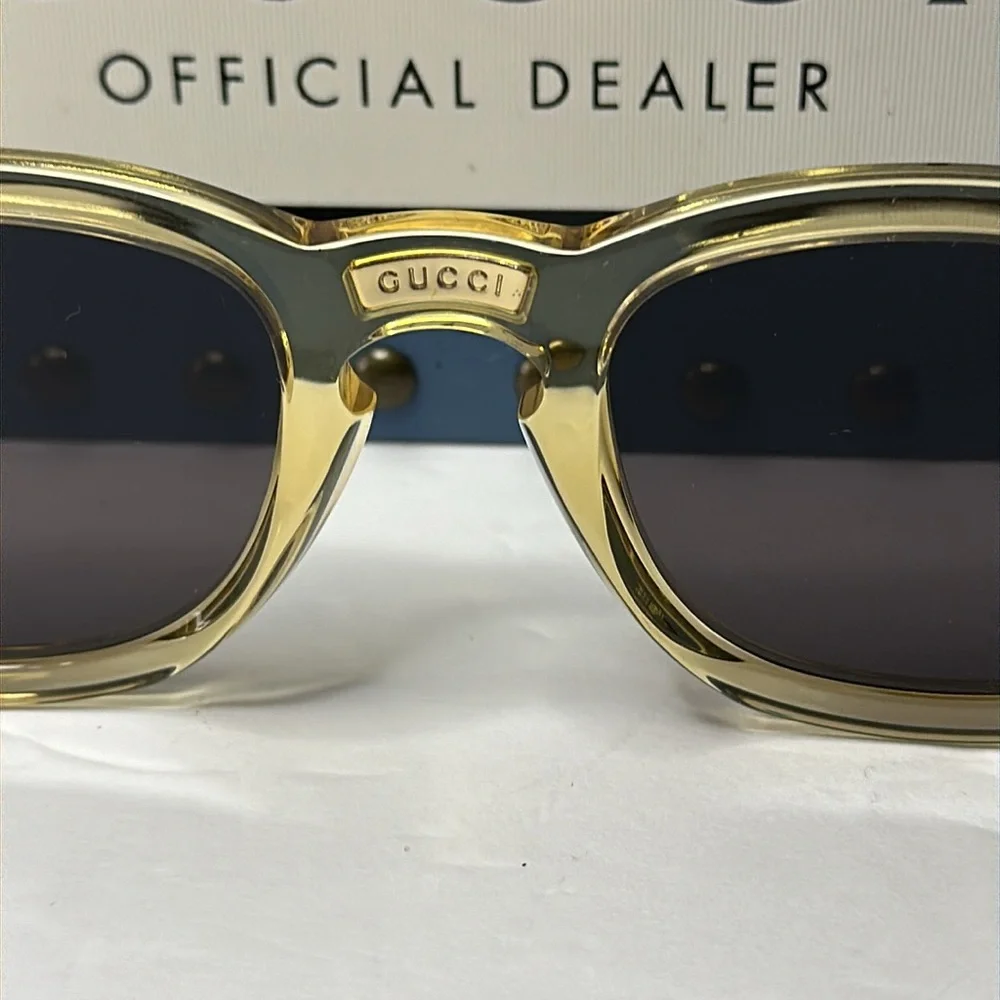 💯 - New Authentic GUCCI GG0182S 006 Transparent Brown/Grey sunglasses